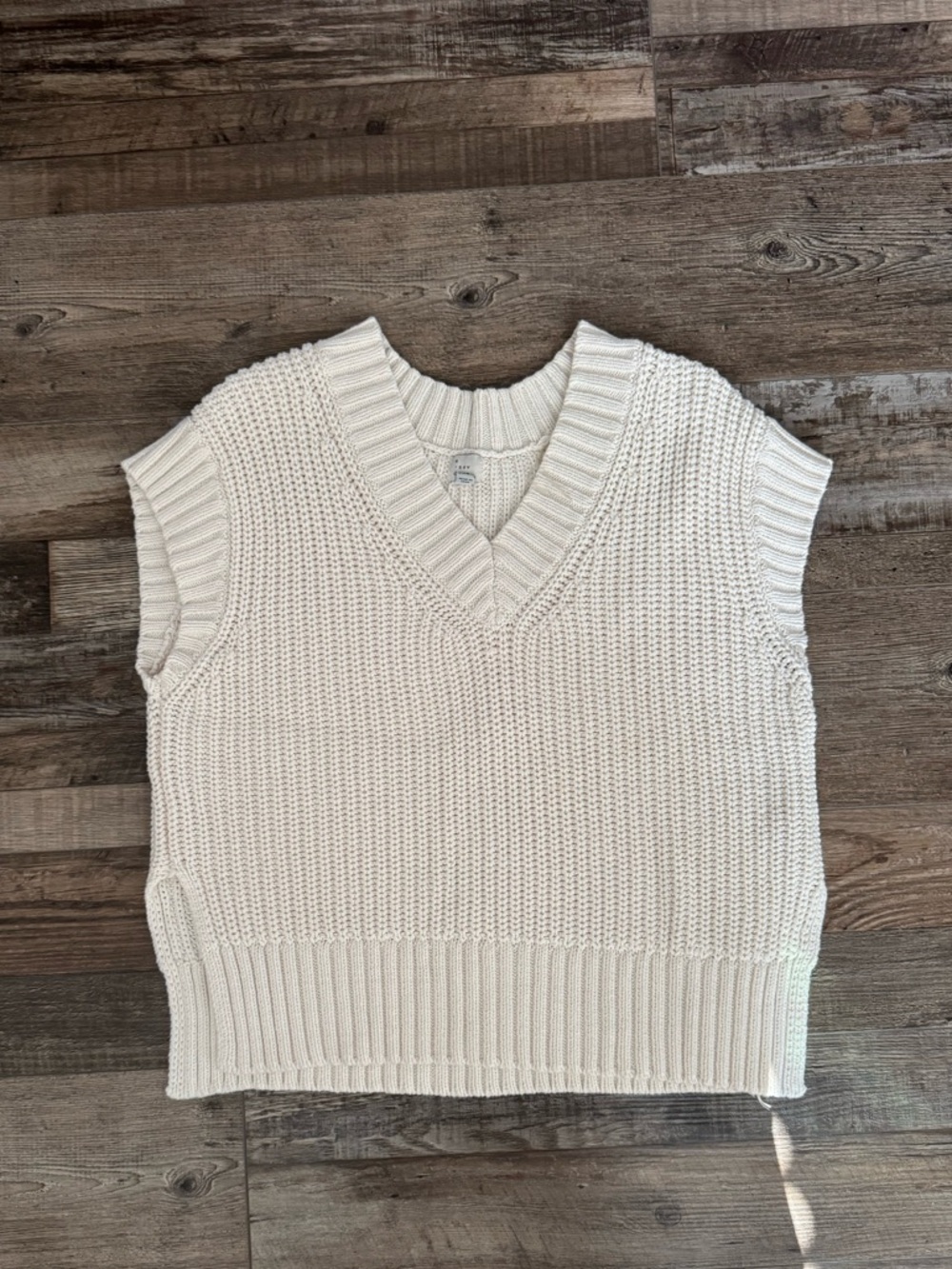 a new day Cream V-Neck Knit Sweater Vest